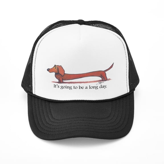 CafePress - Long Day Dachshund - Adjustable Unisex Printed Trucker Hat with Mesh Back