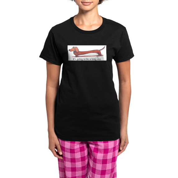 CafePress - Long Day Dachshund Pajamas - Women's Short Sleeve Print T-Shirt and Pants Dark Cotton Pajama Set