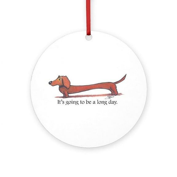 CafePress - Long Day Dachshund -  Round Wood Ornament 4"