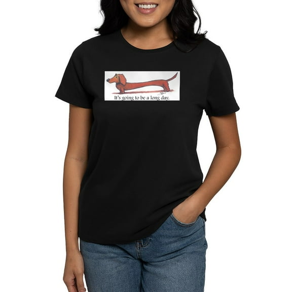 CafePress - Long Day Dachshund Women's Classic T Shirt - Women's Traditional Fit Dark T-Shirt