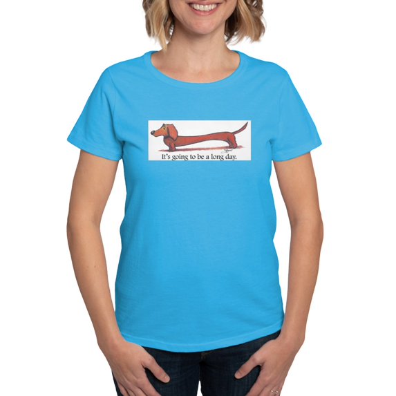 CafePress - Long Day Dachshund Women's Classic T Shirt - Women's Traditional Fit Dark T-Shirt