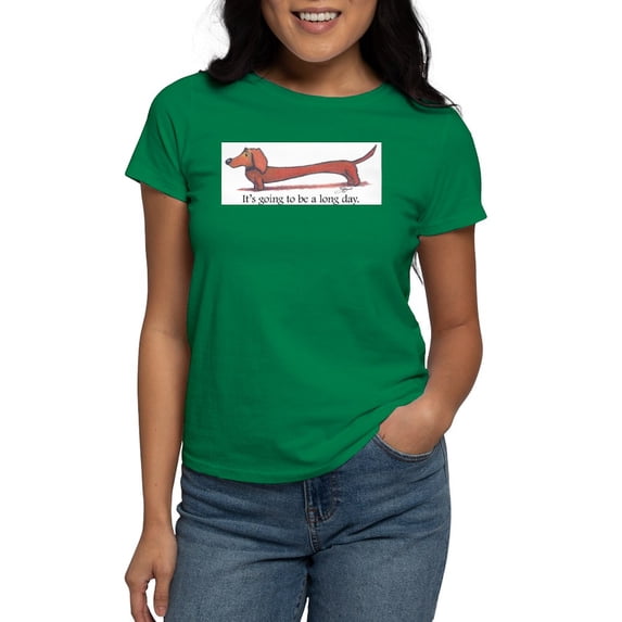 CafePress - Long Day Dachshund Women's Classic T Shirt - Women's Traditional Fit Dark T-Shirt