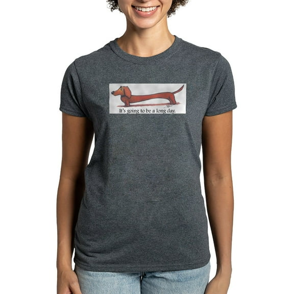 CafePress - Long Day Dachshund Women's Classic T Shirt - Women's Traditional Fit Dark T-Shirt