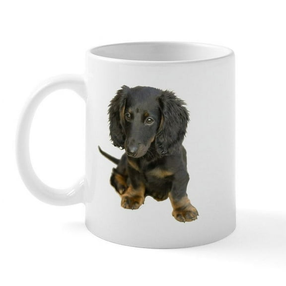 CafePress - Long Hair Brindle Dachshund Puppy - 11 oz Ceramic Mug - Novelty Coffee Tea Cup