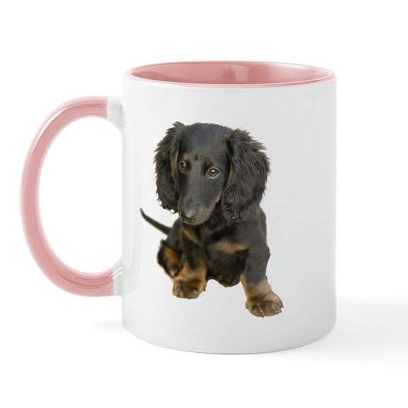 CafePress - Long Hair Brindle Dachshund Puppy - 11 oz Ceramic Mug - Novelty Coffee Tea Cup