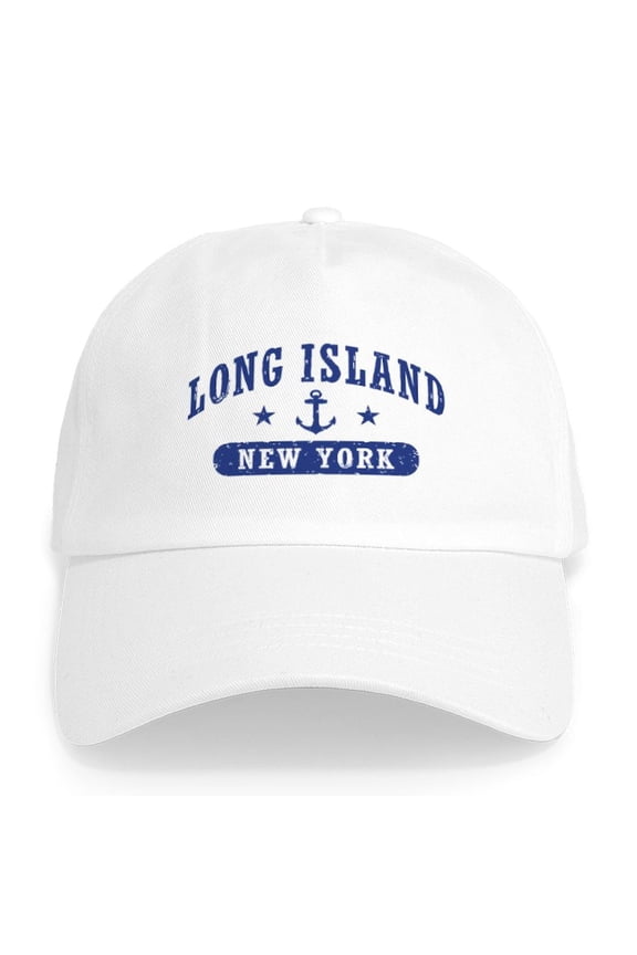 - Long Island New York Cap - Adjustable 100% Brushed Unisex Casual Cotton Baseball Cap, Beige, 1