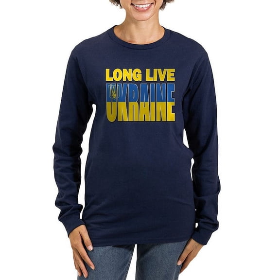 CafePress - Long Live Ukraine Long Sleeve T Shirt - Women's Long Sleeve Graphic Tee Casual Fit