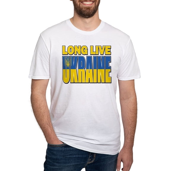 CafePress - Long Live Ukraine Men's Classic T Shirt - Fitted T-Shirt, Vintage Fit Soft Cotton Tee