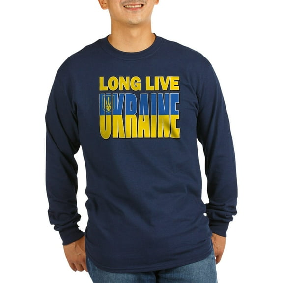 CafePress - Long Live Ukraine Men's Long Sleeve T Shirt - Long Sleeve Dark T-Shirt