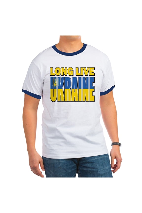 - Long Live Ukraine Men's Ringer T Shirt - 100% Cotton Ringed T-Shirt