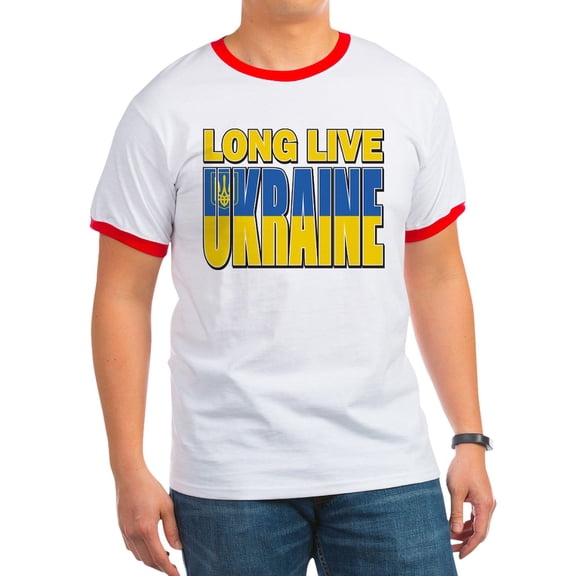 CafePress - Long Live Ukraine Men's Ringer T Shirt - 100% Cotton Ringed T-Shirt