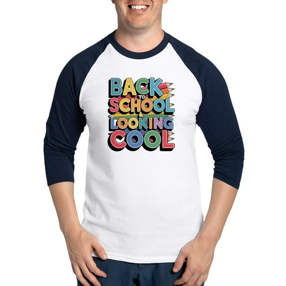 CafePress - Look Cool T Shirt Design For Trendy Students - Cotton Baseball Jersey, 3/4 Raglan Sleeve Shirt