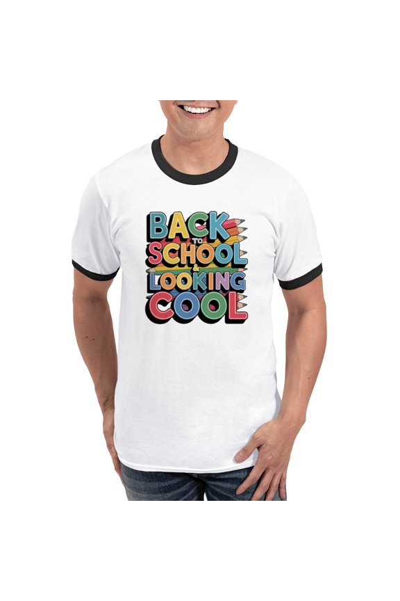 - Look Cool T Shirt Design For Trendy Students Men's Ringer T Shirt - 100% Cotton Ringed T-Shirt