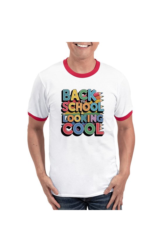 - Look Cool T Shirt Design For Trendy Students Men's Ringer T Shirt - 100% Cotton Ringed T-Shirt