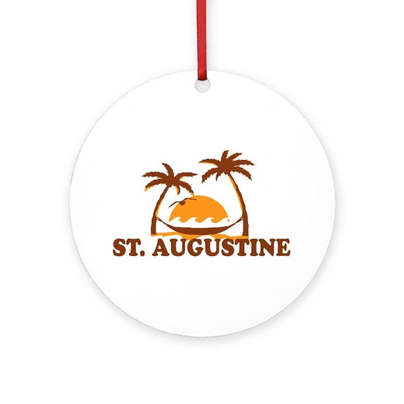 CafePress - Lost. Augustine Palm Trees Design. Ornament (Rou - Round Wood Ornament 4"