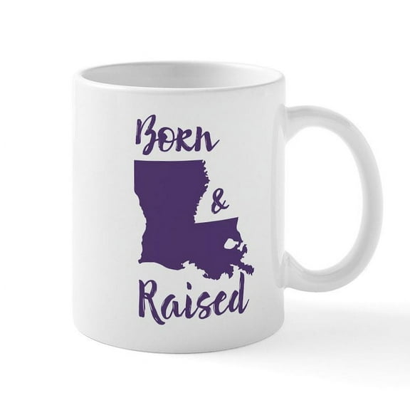CafePress - Louisiana Born & Raised Mug - 11 oz Ceramic Mug - Novelty Coffee Tea Cup