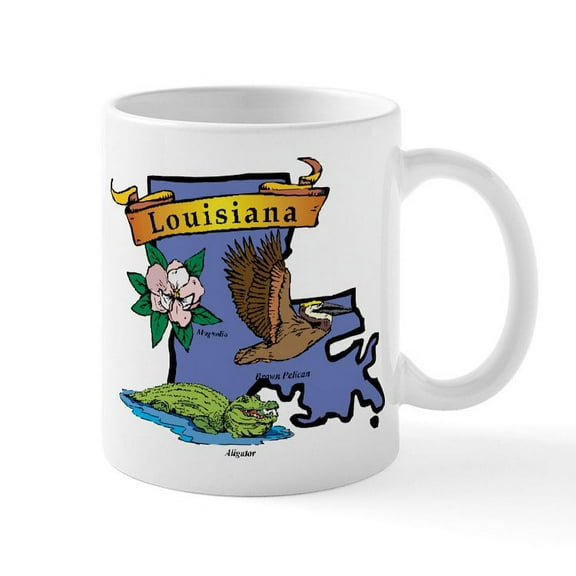 CafePress - Louisiana Map Mug - 11 oz Ceramic Mug - Novelty Coffee Tea Cup