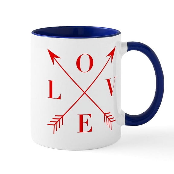 CafePress - Love Arrows - 11 oz Ceramic Mug - Novelty Coffee Tea Cup