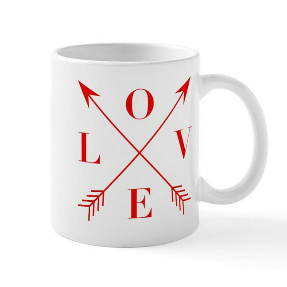 CafePress - Love Arrows - 11 oz Ceramic Mug - Novelty Coffee Tea Cup