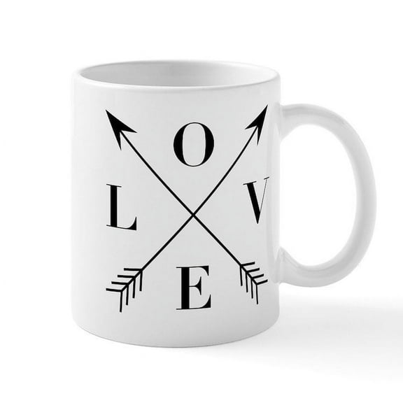CafePress - Love Arrows - 11 oz Ceramic Mug - Novelty Coffee Tea Cup