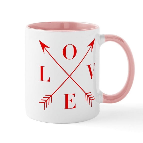 CafePress - Love Arrows - 11 oz Ceramic Mug - Novelty Coffee Tea Cup