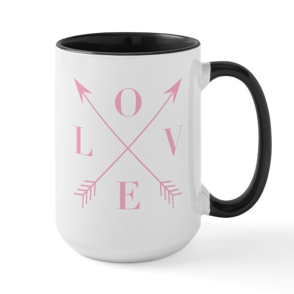 CafePress - Love Arrows - 15 oz Ceramic Large White Novelty Mug
