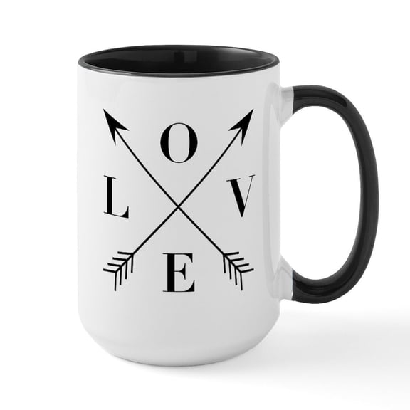 CafePress - Love Arrows - 15 oz Ceramic Large White Novelty Mug