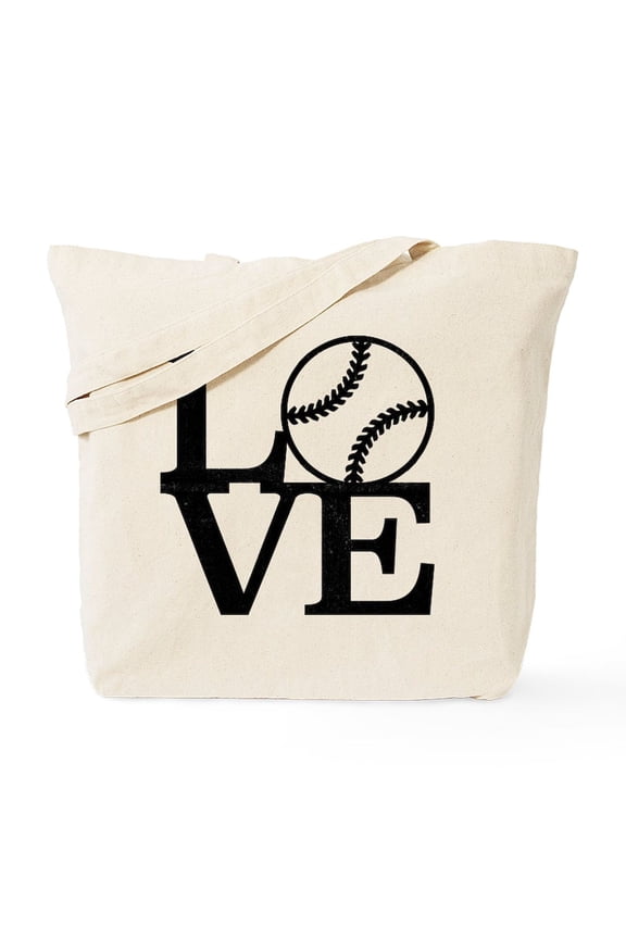 - Love Baseball Tote Bag - Unisex Canvas Tote Bag, Beige, 1-Piece