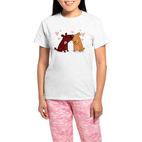 CafePress - Love Dogs Pajamas - Women's Short Sleeve Print T-Shirt and Pants Light Cotton Pajama Set