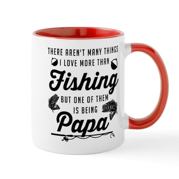 CafePress - Love Fishing And Being Papa - 11 oz Ceramic Mug - Novelty Coffee Tea Cup
