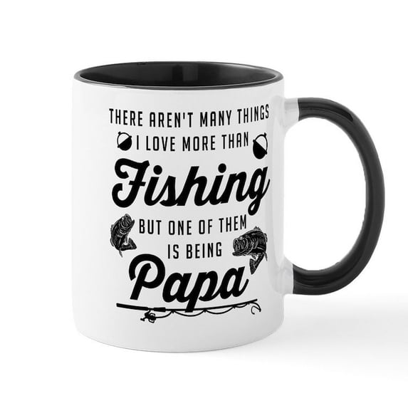 CafePress - Love Fishing And Being Papa - 11 oz Ceramic Mug - Novelty Coffee Tea Cup