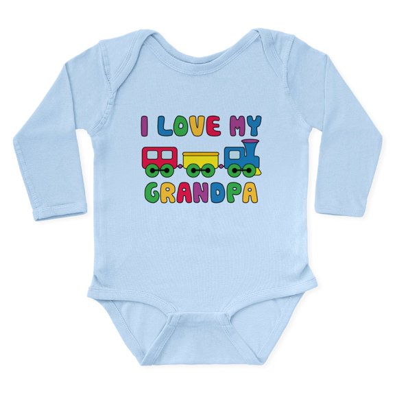 CafePress - Love Grandpa Train Long Sleeve Infant Bodysuit - Long Sleeve Cotton Baby Bodysuit