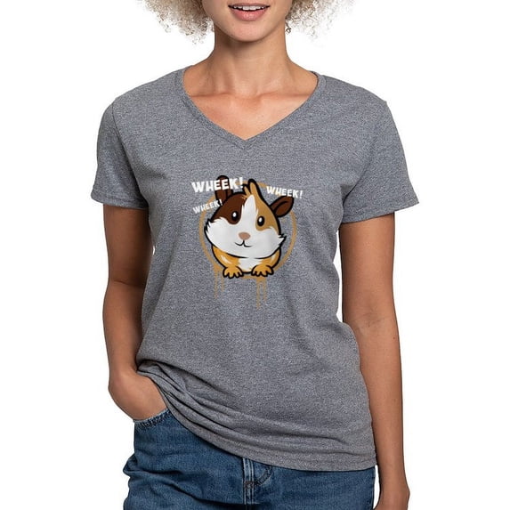 CafePress - Love Guinea Pigs Wheek Love This Graphic W T Shirt - Women's V-Neck Dark T-Shirt