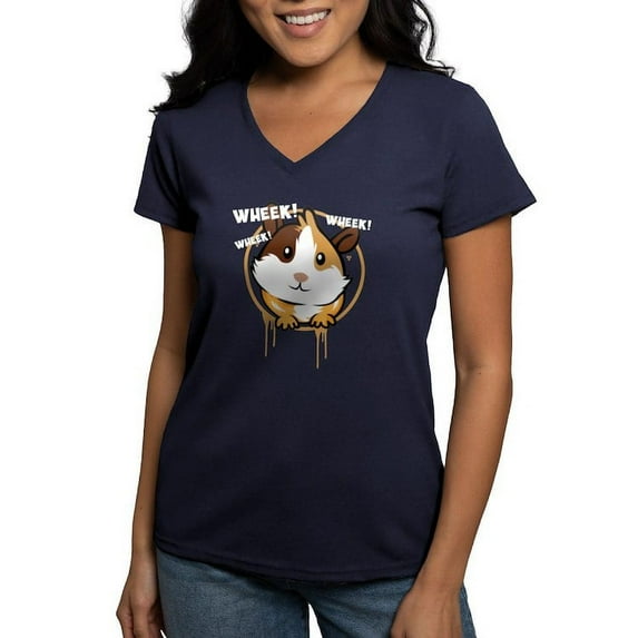 CafePress - Love Guinea Pigs Wheek Love This Graphic W T Shirt - Women's V-Neck Dark T-Shirt