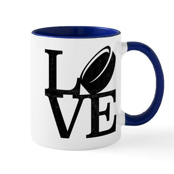 CafePress - Love Hockey - 11 oz Ceramic Mug - Novelty Coffee Tea Cup