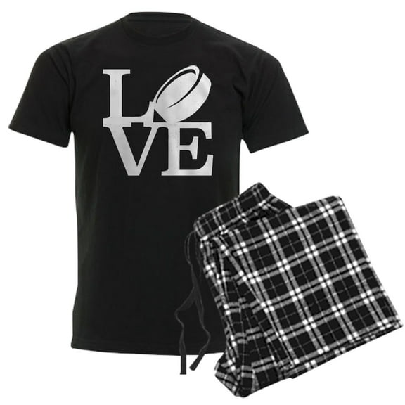CafePress - Love Hockey Men's Dark Pajamas - Men's Dark Loose Fit Cotton Pajama Set
