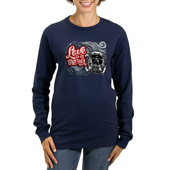 CafePress - Love Is In The Ai Women's Long Sleeve Dark T Shirt - Women's Long Sleeve Graphic Tee Casual Fit