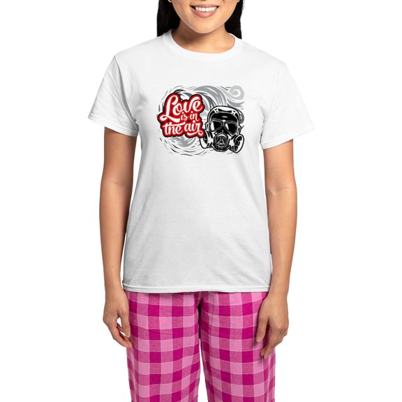 CafePress - Love Is In The Air Women's Light Pajamas - Women's Short Sleeve Print T-Shirt and Pants Light Cotton Pajama Set
