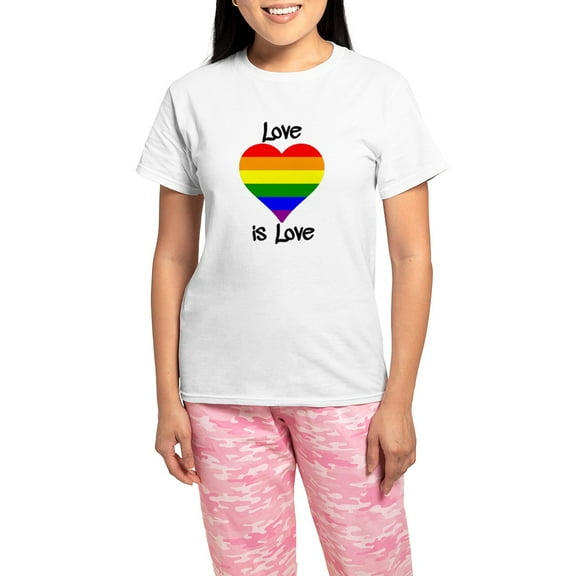 CafePress - Love Is Love Pajamas - Women's Short Sleeve Print T-Shirt and Pants Light Cotton Pajama Set