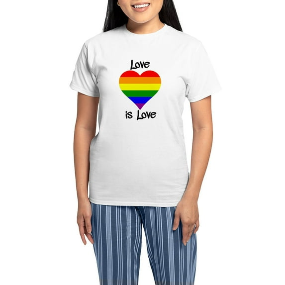 CafePress - Love Is Love Pajamas - Women's Short Sleeve Print T-Shirt and Pants Light Cotton Pajama Set