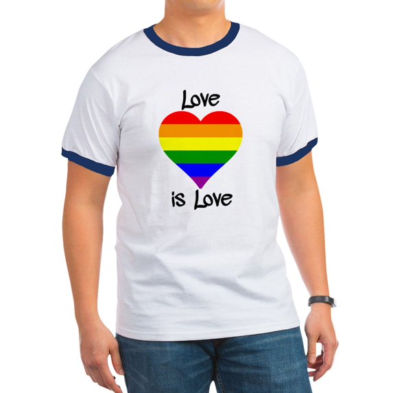 CafePress - Love Is Love T Shirt - 100% Cotton Ringed T-Shirt