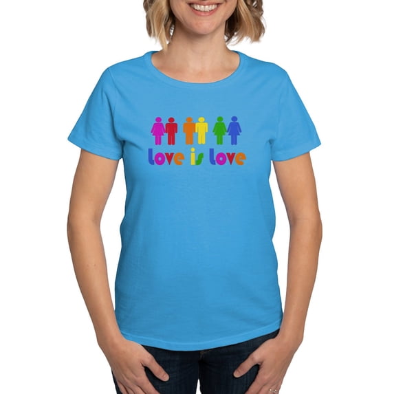 CafePress - Love Is Love Women's Dark T Shirt - Women's Traditional Fit Dark T-Shirt