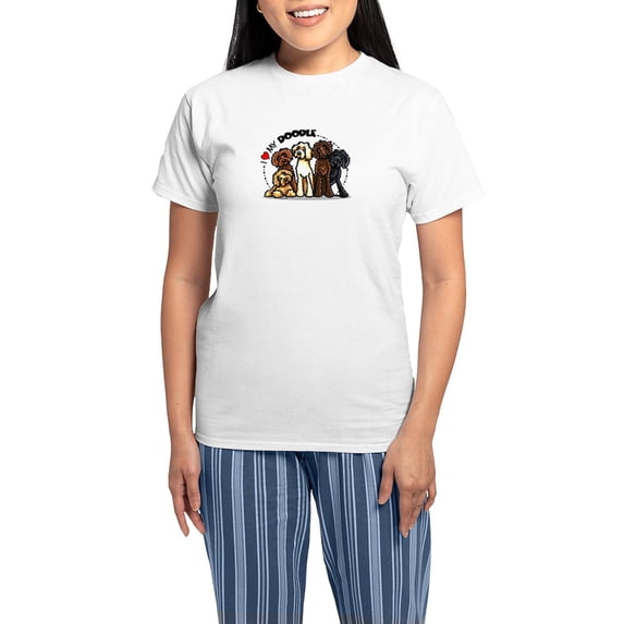 CafePress - Love Labradoodles Women's Light Pajamas - Women's Short Sleeve Print T-Shirt and Pants Light Cotton Pajama Set