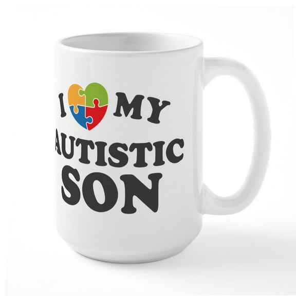 CafePress - Love My Autistic Son Large Mug - 15 oz Ceramic Large White Novelty Mug