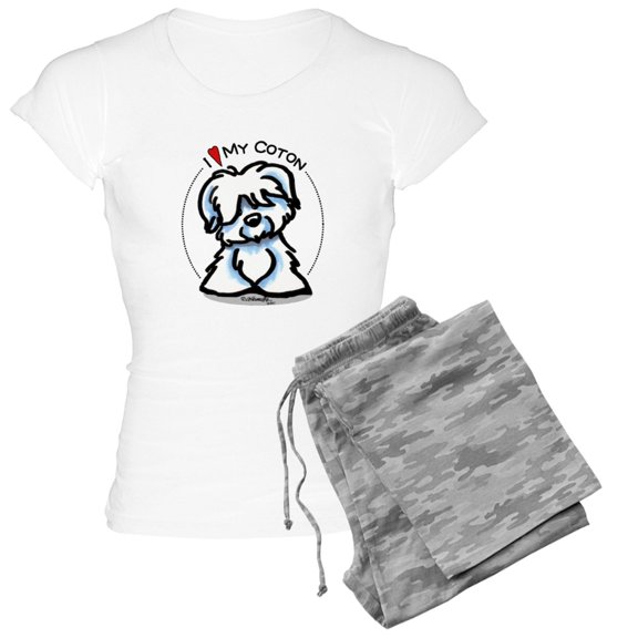 CafePress - Love My Coton Women's Light Pajamas - Women's Short Sleeve Print T-Shirt and Pants Light Cotton Pajama Set