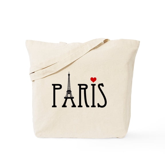 CafePress - Love Paris With Eiffel Tower And Red Heart Tote Ba - Unisex Canvas Tote Bag, Beige, 1-Piece