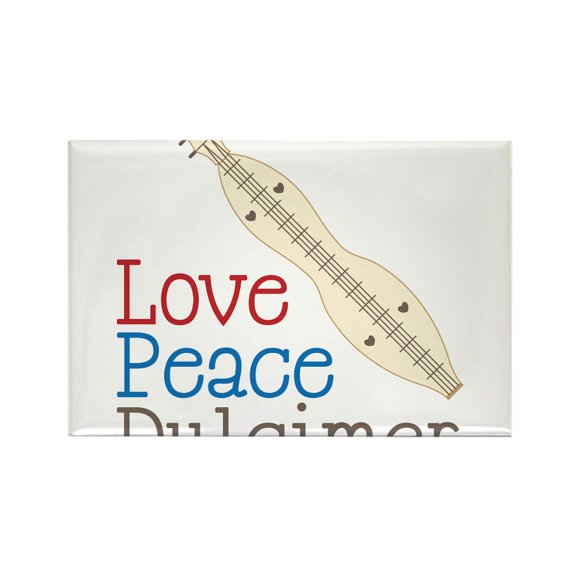 CafePress - Love Peace Dulcimer - Rectangle Magnet, 2"x3" Refrigerator Magnet