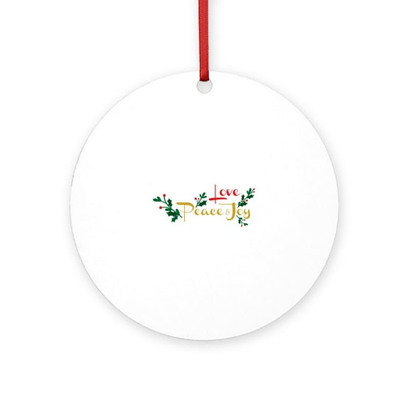 CafePress - Love, Peace & Joy - Round Wood Ornament 4"