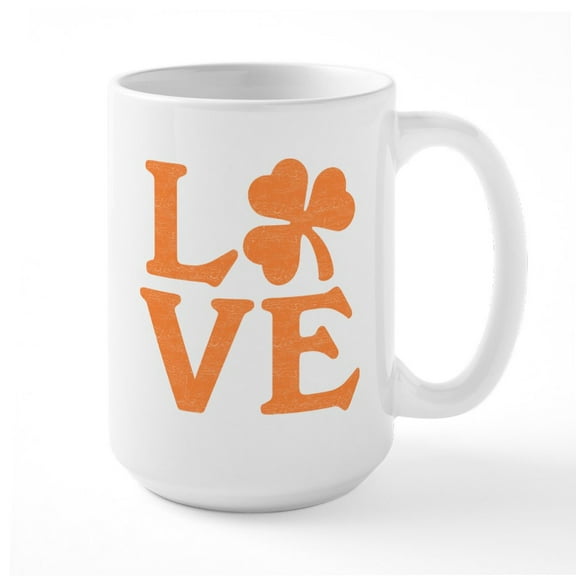 CafePress - Love Shamrock - 15 oz Ceramic Large White Novelty Mug
