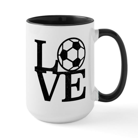 CafePress - Love Soccer - 15 oz Ceramic Large White Novelty Mug